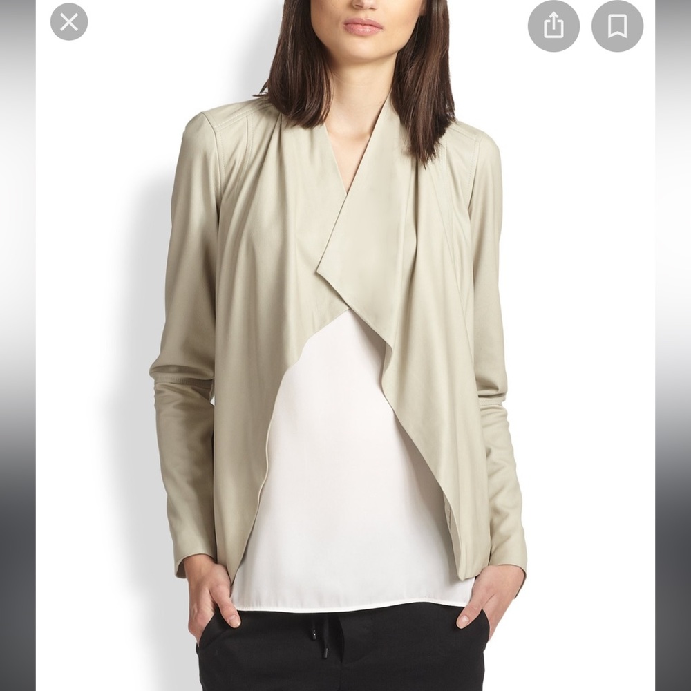 Vince drape collar leather jacket